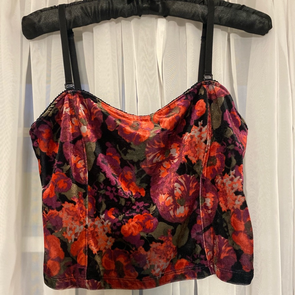 Garage Velvet Floral Crop Top - Large